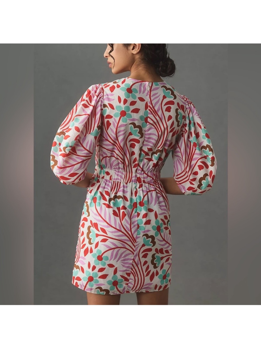 RHODE Pia Mini Dress Lago Vine Pink Red Floral 4 NWOT - Picture 8 of 16